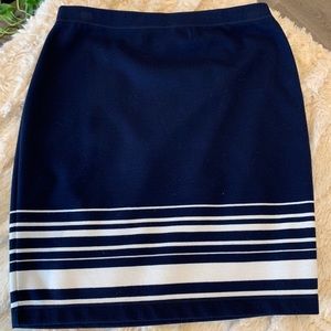 Navy + White Pencil Skirt